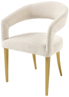 riess-ambiente Polsterstuhl BOUTIQUE beige / champagner gold · Esszimmerstuhl aus Strukturstoff (Einzelartikel, 1 St), Metallbeine · mit Armlehnen · Schaumstoffpolsterung · Scandinavian