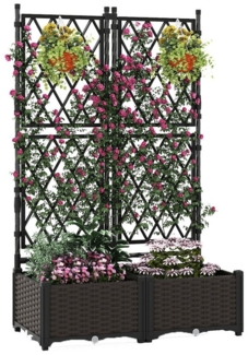 COSTWAY Blumenkasten, mit Rankgitter, Pflanzkasten, Hochbeet, 80x40x120cm
