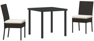 vidaXL Garten Essgruppe 3 pcs Schwarz Poly Rattan 3379205