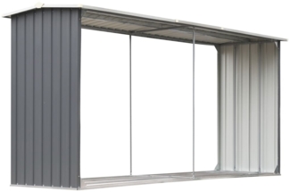 vidaXL Brennholzlager aus verzinktem Stahl 330 x 92 x 153 cm Grau 44860