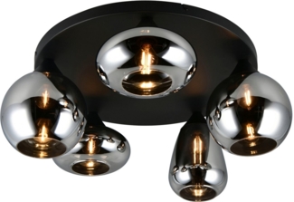 TRIO Leuchten Deckenleuchte Lumina, Deckenlampe 5-flammig mit Glasschirm, exkl 5x E14, max 10W, Leuchtmittel wechselbar, warmweiß - kaltweiß, Ø 64 cm Höhe 25 cm, spiegelnde Glas Lampenschirme in 3 modernen Formen