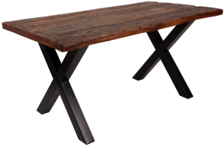 Baumkantentisch Rough Wood Platte 200 cm X-Gestell schwarz Ramon 83792681