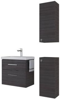Planetmöbel Badmöbel-Set Badmöbel-Set 63cm mit 2x Midischrank, (Badezimmerschrank, Waschbeckenunterschrank)