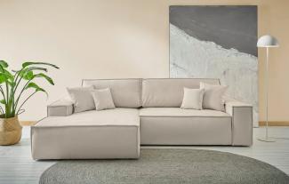 andas Ecksofa Finnley Schlafsofa 267 cm in Bouclé, Struktur fein u. Cord, L-Form, Schlaffunktion m. Bettkasten (136/210 cm), Bouclé, Struktur und Cord