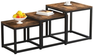 WAOHO Couchtisch Couchtisch 3 Stücke,MDF Beistelltisch,Satztisch mit Metallrahmen