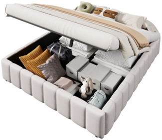 TavilaEcon Boxspringbett hydraulische Lagerung, ohne Kopfteil, verstellbar und platzsparend (Ohne Matratze), 140x200cm