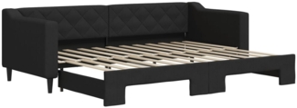 vidaXL Tagesbett Ausziehbar Schwarz 80x200 cm Stoff 3197423
