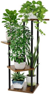 Bamworld Blumenständer Pflanzenständer, Pflanzenregal, Modernes Regal für Innenpflanzen (1 St), 4 Ebenen, 30x30x80cm, Ideal für Wohnzimmer, Balkon und Büro