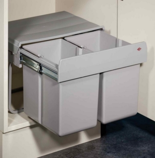 WESCO Einbaumülleimer WESCO® Traditionline Double-Shorty 345 K/500-2, alugrau, 2 x 15 l