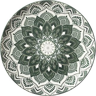 HOME DECO FACTORY, KA0665, Green Mandala 12-teiliges Geschirrset, Elegantes und langlebiges Design, perfekt für alle Gelegenheiten, leicht zu pflegen, Größe: 12 Teile, Farbe: Grün