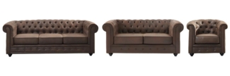 Vente-unique - Couchgarnitur 3+2+1 - Microfaser - Vintage-Look - CHESTERFIELD