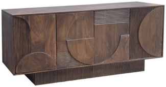 riess-ambiente Sideboard ART DECO 170cm braun / smoke · Kommode aus Mangoholz mit 3D-Front (Einzelartikel, 1 St), Massivholz · Push-to-Open · 6 Fächer · lackiert · Wohnzimmer · Design