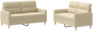 vidaXL 2-tlg. Sofagarnitur mit Kissen Creme Stoff 3201570