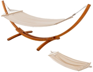 HOMAVO Hängematte mit Gestell, Mit 2 Hängematte, Stabiles Holzgestell, 200kg Belastbarkeit, Maße: 320x120x120 cm, Höhenverstellbar