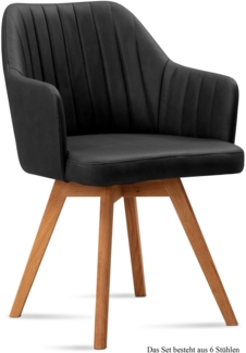 Armlehnstuhl (6er-Set) Domna 58 x 81 x 60 Eiche geölt/Anthrazit