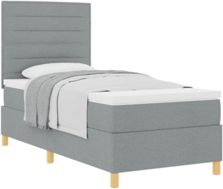 vidaXL Boxspringbett mit Matratze Hellgrau 90x200 cm Stoff 3339511