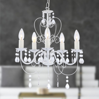Kronleuchter Kristall Wohnzimmer Hängelampe Luster Weiß Kristalle Luxus