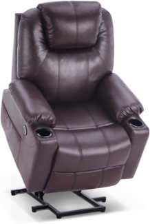 M MCombo elektrisch Aufstehhilfe Fernsehsessel Relaxsessel 7040 Massage Heizung elektrisch verstellbar USB-Anschluss (Braun -Kunstleder)