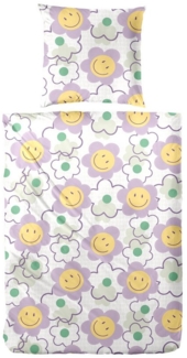 Primera Bettwäsche Renforce-Bettwäsche Smile for me, Renforcé, mit Smiley Blüten in bunten Farben