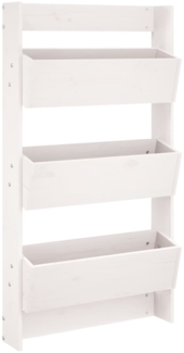 vidaXL Wand-Pflanzkübel mit 3 Fächern 60x18,5x110 cm Weiß Kiefernholz 825115