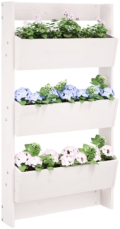 vidaXL Wand-Pflanzkübel mit 3 Fächern 60x18,5x110 cm Weiß Kiefernholz 825115