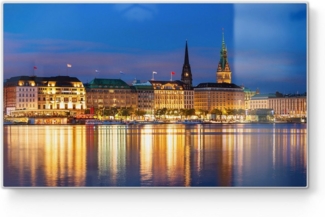 DEQORI Schneidebrett 'Hamburg bei Nacht', Glas, Platte Frühstücksbrett Schneideplatte