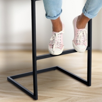 TPFLiving Barhocker Samt (Barstuhl - Hocker für Küche - stabiles Kufengestell), Thekenstuhl mit bequemer Sitzfläche: Samt grau