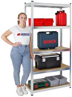 PROREGAL Schwerlastregal Ragnar für Gesamtlast 875kg Maße: 180 x 90 x 40 Verzinkt, Kellerregal, Steckregal, Garagenregal, Lagerregal