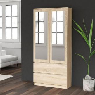 Beautysofa Drehtürenschrank Rubin (2 Außenschubladen, 90 cm Breit Kleiderschrank) 2 Schubladen