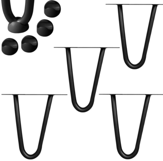 Tischbeine 4x Hairpin 10 cm Haarnadelbeine Schwarz Gestell Möbelfüße Tischkufen