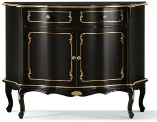 Casa Padrino Luxus Barock Sideboard Schwarz / Gold - Prunkvoller Massivholz Schrank mit 2 Türen und Schublade - Barock Wohnzimmer & Hotel Möbel - Luxus Qualität - Made in Italy