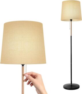 TLGREEN Stehlampe LED Stehleuchte, Wohnzimmerlampe, E27 Lampensockel, Max. 60W, ohne Leuchtmittel, 170cm Höhe für Wohnzimmer, Schlafzimmer, Arbeitszimmer, Stehlampe Leinen Lampenschirm