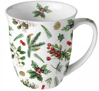 Ambiente Luxury Paper Products Becher Weihnachtsbecher- Silvester - Herbst / Winter Tee - Kaffee Tasse, Porzellan Evergreen, Kollektion, Mug, Weihnachten, Geschenkartikel