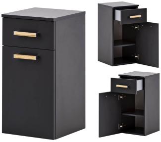 Badschrank, Unterschrank DABO-04 in anthrazit mit Landhaus-Eiche B/H/T: 32,7/67/35,3 cm