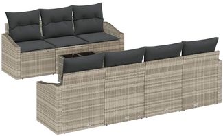 vidaXL Sofa Set mit Kissen mit Kissen 8 pcs Hellgrau Poly-Rattan 3346632