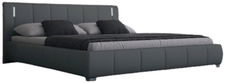 Woodkings 'Luna' Polsterbett, Kunstleder, Grau, 140x200 cm, mit Beleuchtung