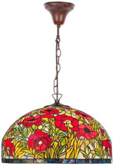 Casa Padrino Tiffany Hängeleuchte Mehrfarbig Ø 50 x H. 85 cm - Handgefertigte Tiffany Hängelampe aus 1221 Teilen
