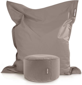 Green Bean® 2er Set XXL Sitzsack "Square+Stay" inkl. Poufmit mit EPS-Perlen - Riesensitzsack 140x180 Liege-Kissen Bean-Bag Chair - Khaki