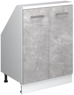 Küchenschrank für Dachschrägen R-Line Beton 60 cm mit 2 Türen Vicco