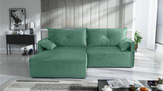 Ecksofa mit Schlaffunktion HUNTER XS in Stoff Royal Mintgrün Ottomane Links