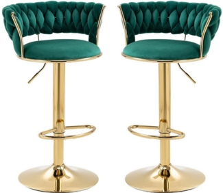 LVHOM Barhocker Set, goldene Stuhlbeine, moderne Samt-Hochstuhl/Barstühle (2/4 Stück, 2 St, mit runden Rückenlehne & Fußstütze), 360° drehbar, Höhenverstellbar