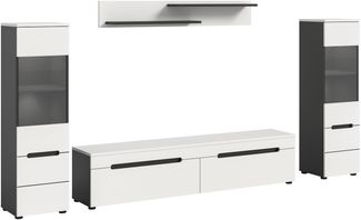 Wohnzimmer-Set >Canu< in Basalt Grau / Weiß - 272x141x33cm (BxHxT)