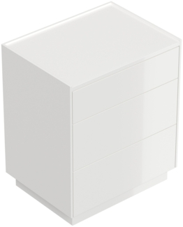 Design Nachttisch Kommode Lux L 60cm, 3 Pushauszüge lackiert Weiß Hgl : Weiss hochglanz