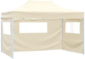 vidaXL Faltzelt Pop-Up mit 4 Seitenteilen 3 x 4,5 m Cremeweiß 42513