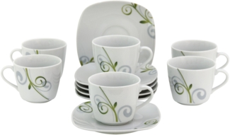 6er Set Kaffeetasse 20cl mit Untertasse 14,5cm Mirage