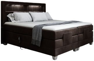 Boxspringbett Elektrisch Bett DAVIDE 200x200cm in Stoff Fresh Dunkelbraun