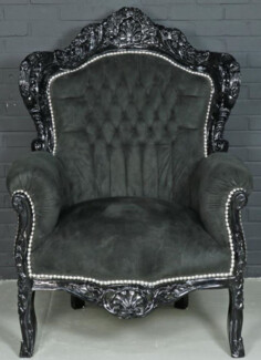 Casa Padrino Barock Sessel Schwarz 85 x 85 x H. 120 cm - Barockstil Wohnzimmer Sessel