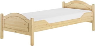 Massivholz Bett 100x200 Kieferbett Einzelbett Gästebett Futonbett Zubehör wählbar V-60.30-10Federholzrahmen und Matratze inkl.