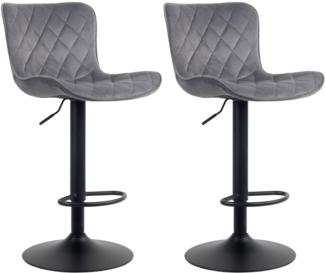 CLP 2er Set Barhocker Emma höhenverstellbar und 360 drehbar,dunkelgrau Samt