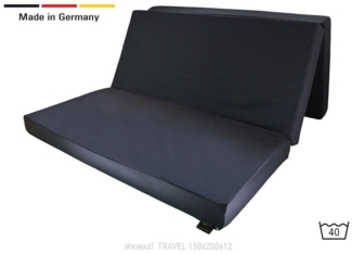 Klappmatratze Luxus Faltmatratze TRAVEL 150x200, 160x200, 150x190, shogazi ®, 12 cm hoch, 3-teilige mit abnehmbarem Bezug - MADE IN GERMANY